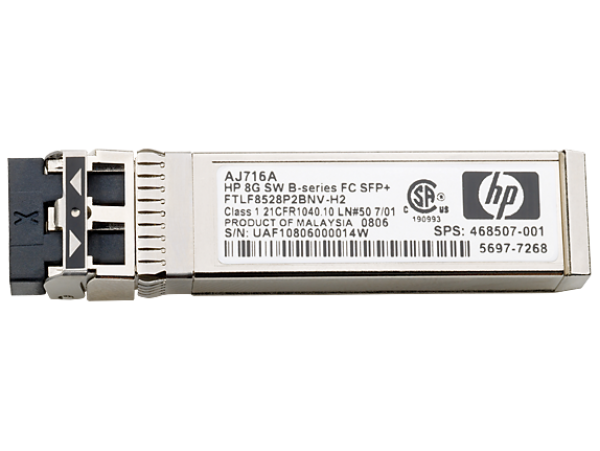 HPE 8Gb Shortwave B-series Fibre Channel 1 Pack SFP+ Transceiver - AJ716B