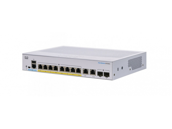 CBS350-8P-2G-EU Cisco Business 350 Series 8 gigabit PoE+ ports, internal power.